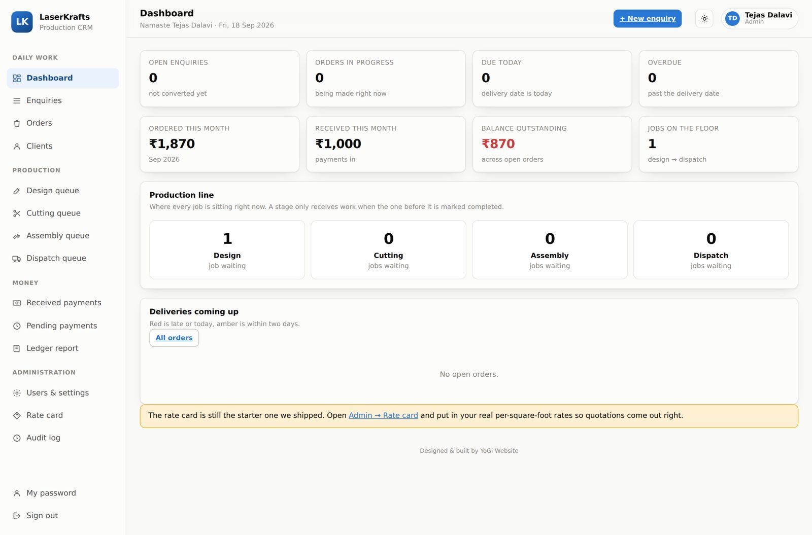 Production / Factory CRM by YoGi