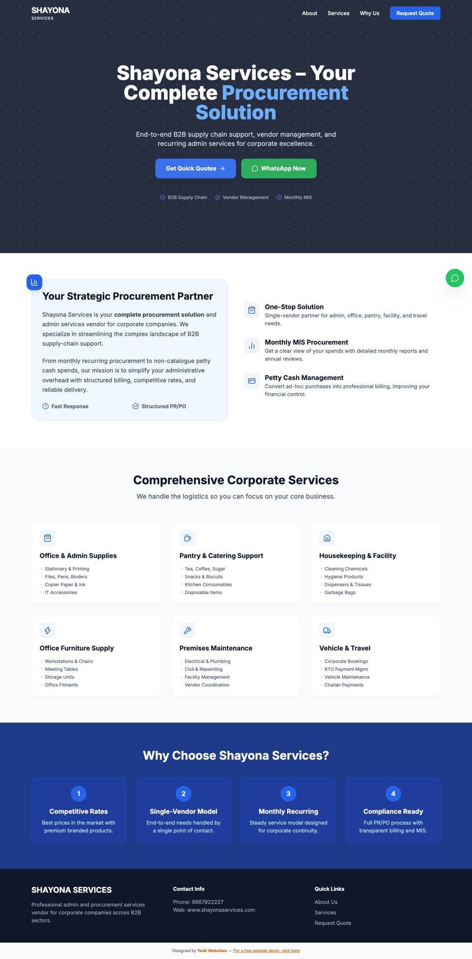 Shayona Services website by YoGi